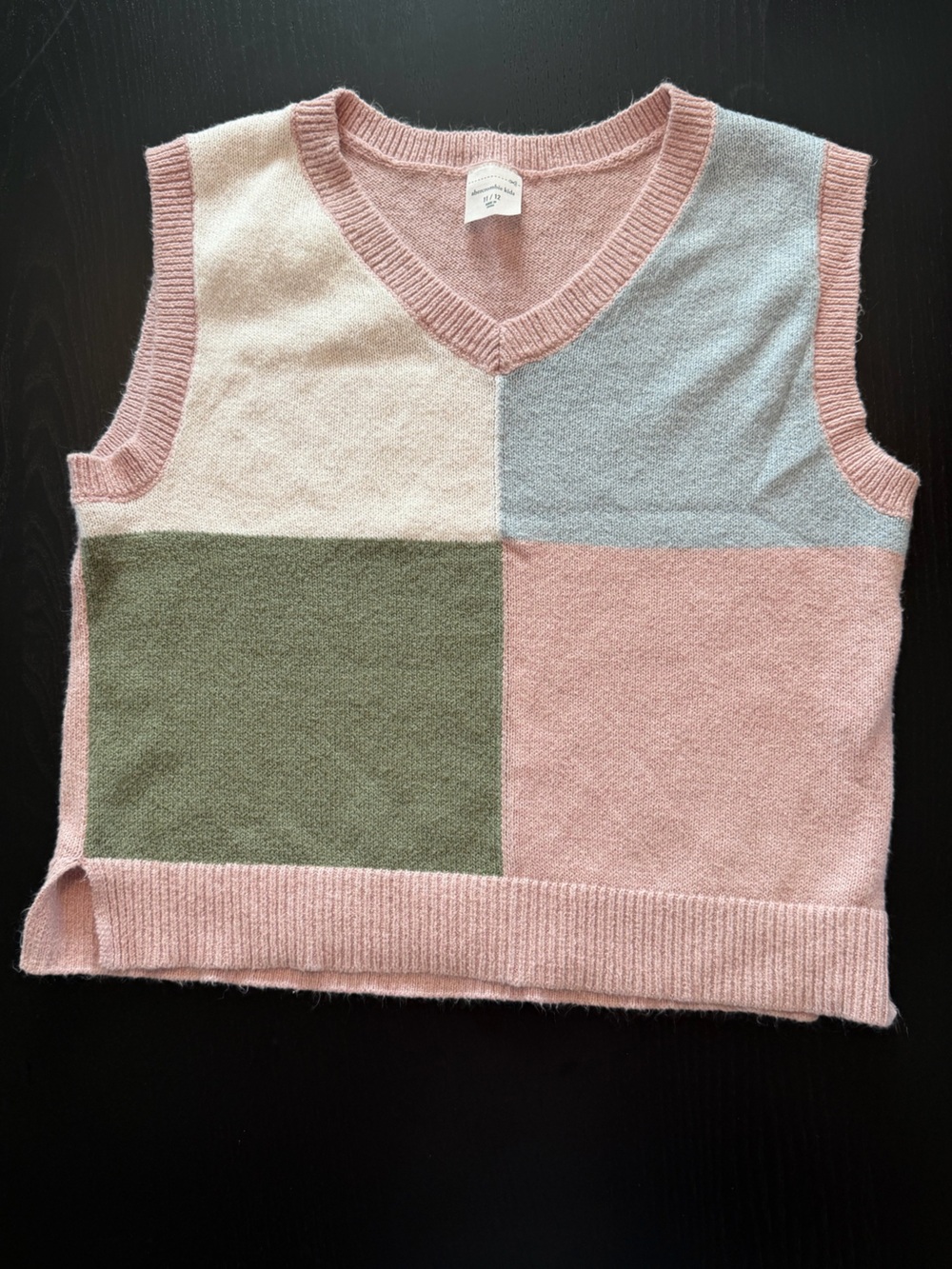 abercrombie kids Pink, Sage, Light Blue & Cream Colorblock V‑Neck Sweater Vest